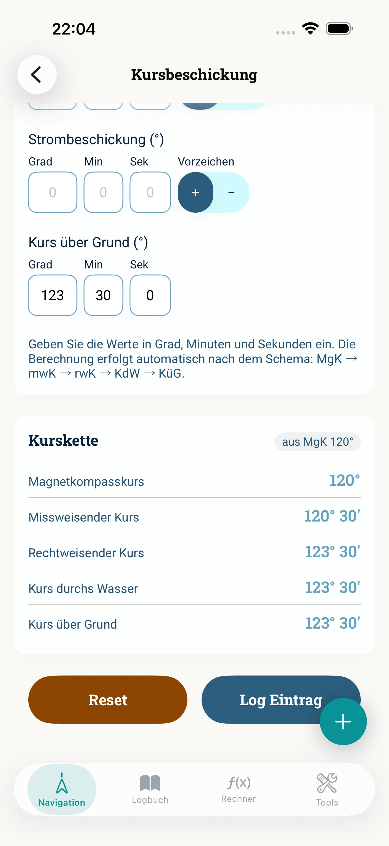 NauticCalc App-Screenshot