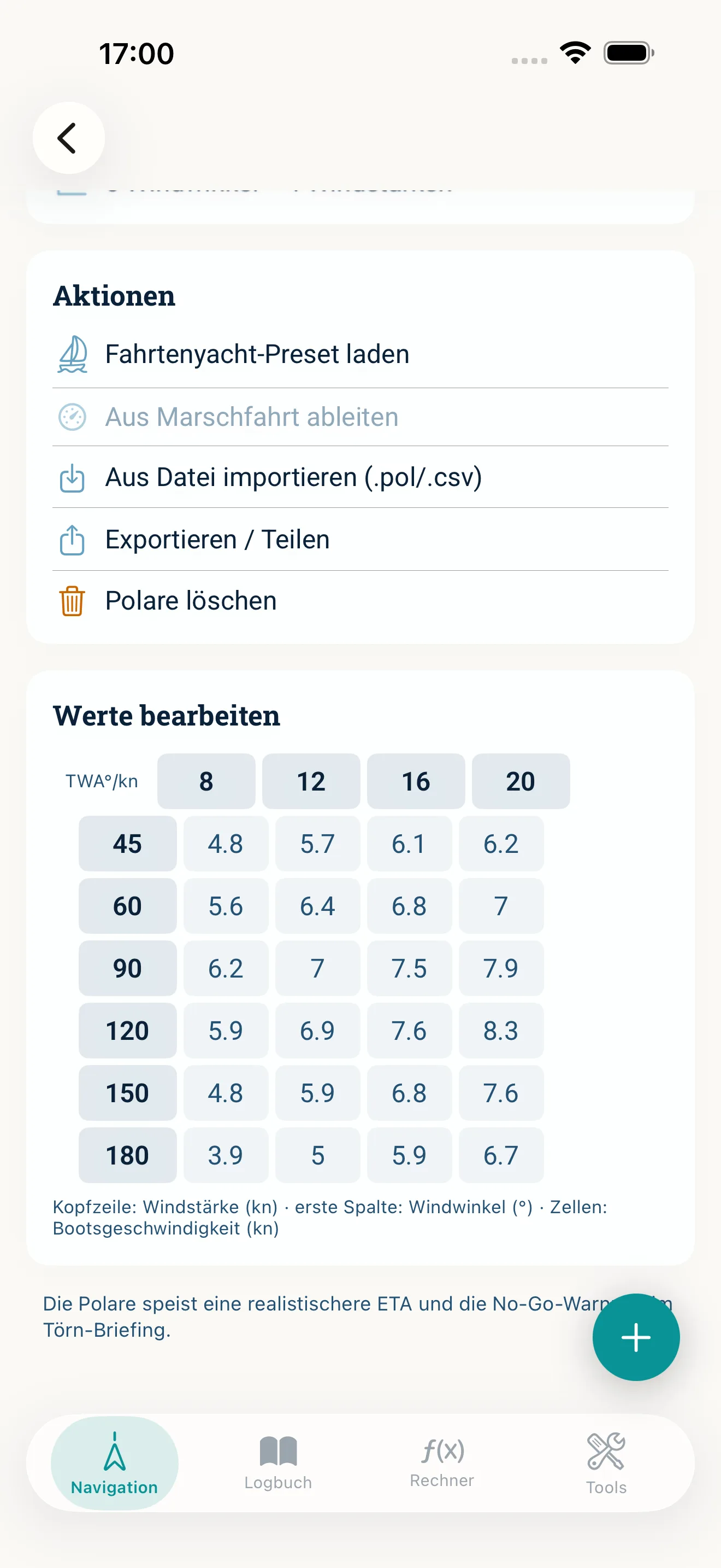NauticCalc App-Screenshot