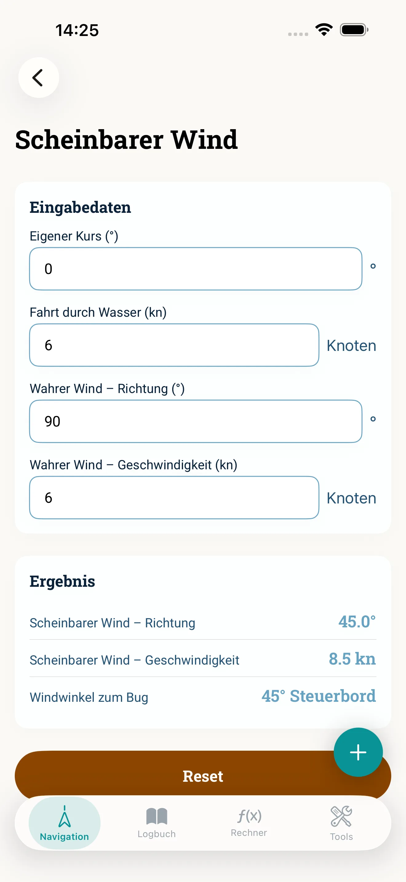 NauticCalc App-Screenshot