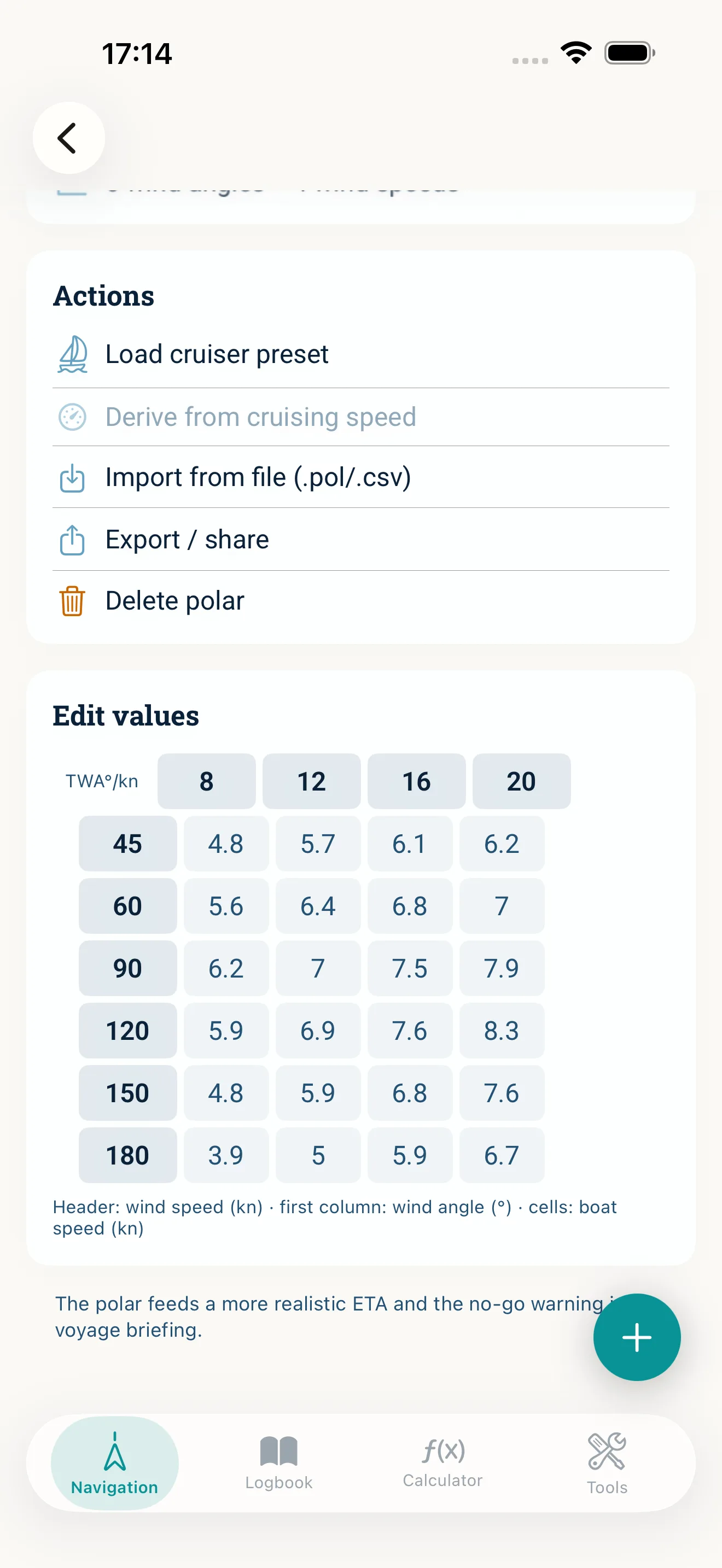 NauticCalc app screenshot