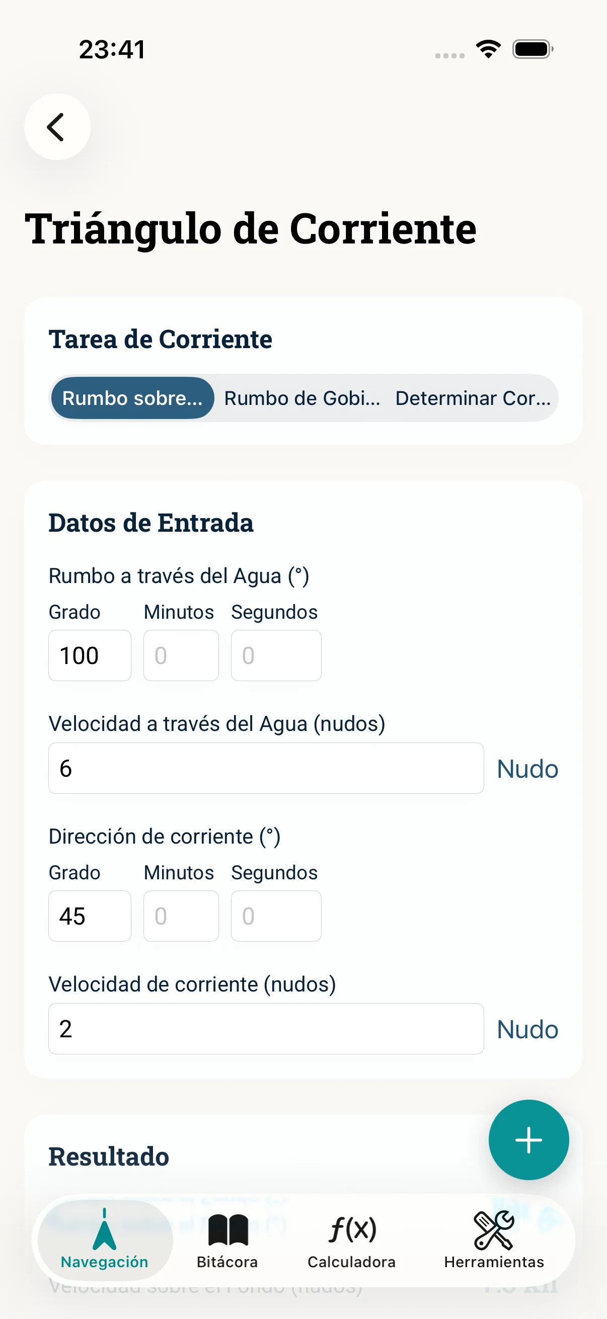Captura de pantalla de la app NauticCalc