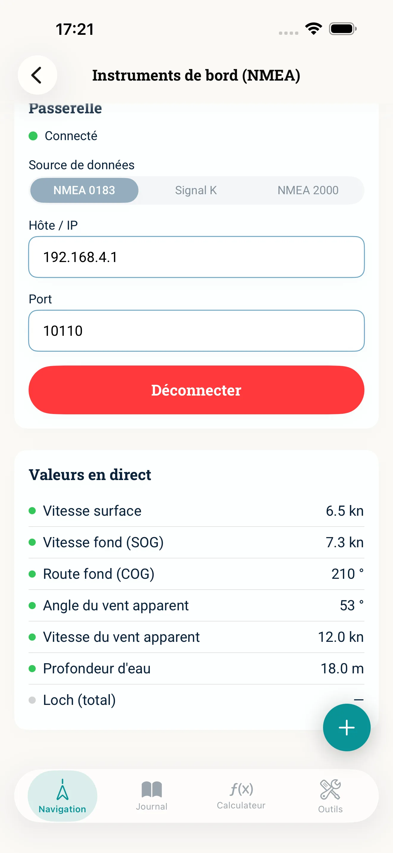 Capture d’écran de l’app NauticCalc