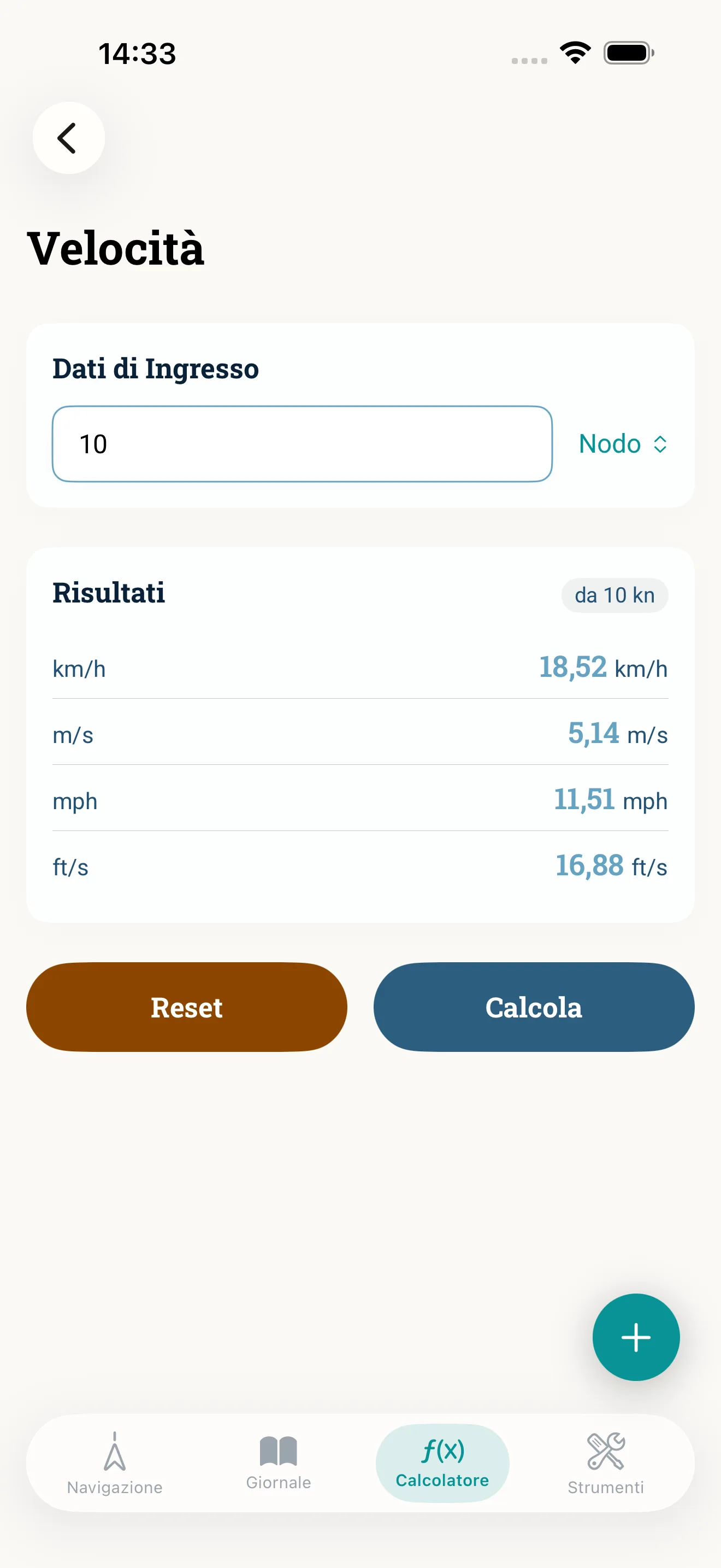 Convertire la velocità: nodi, km/h, m/s