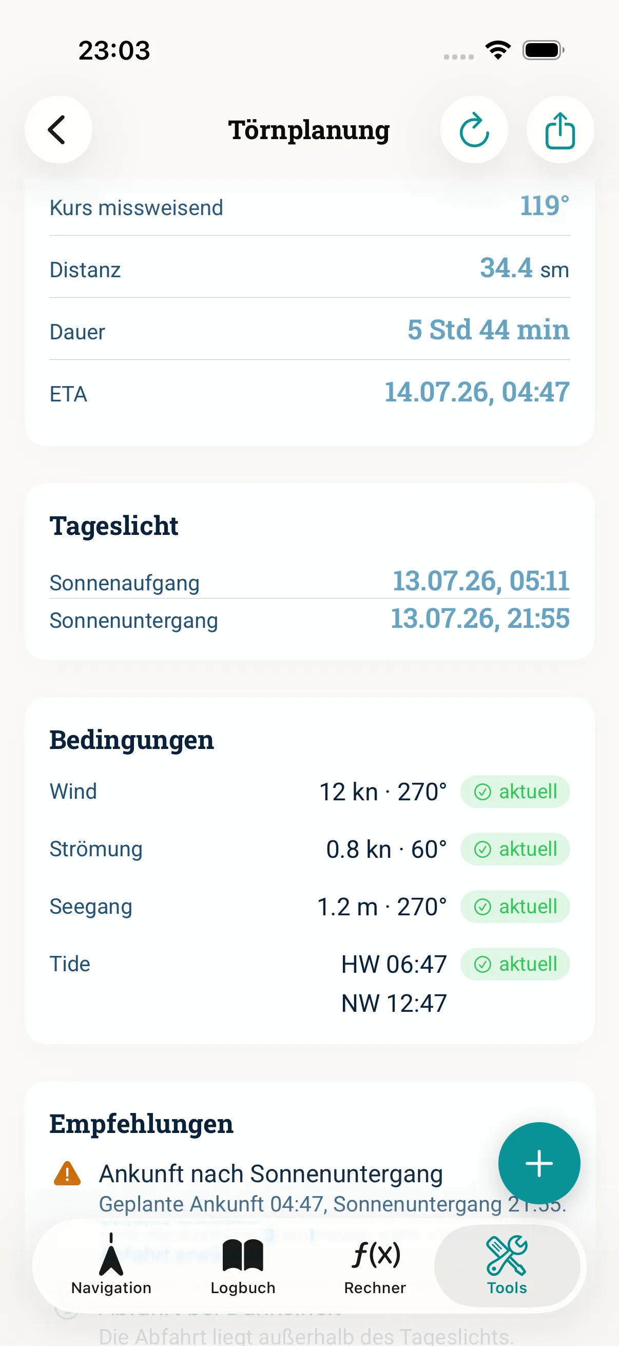 NauticCalc App-Screenshot