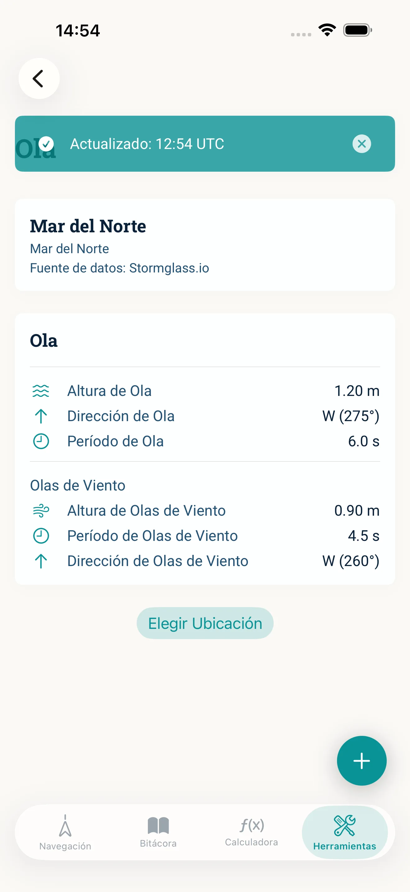 Datos meteorológicos a bordo: olas y mar de fondo