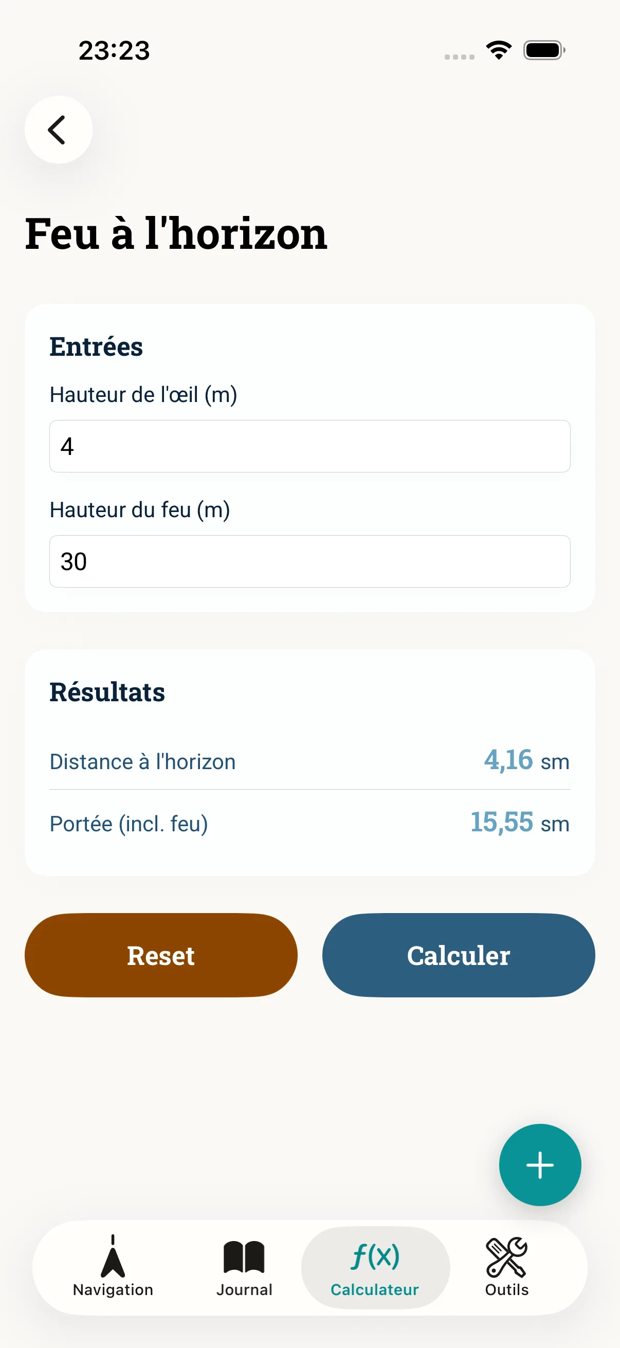 Capture d’écran de l’app NauticCalc