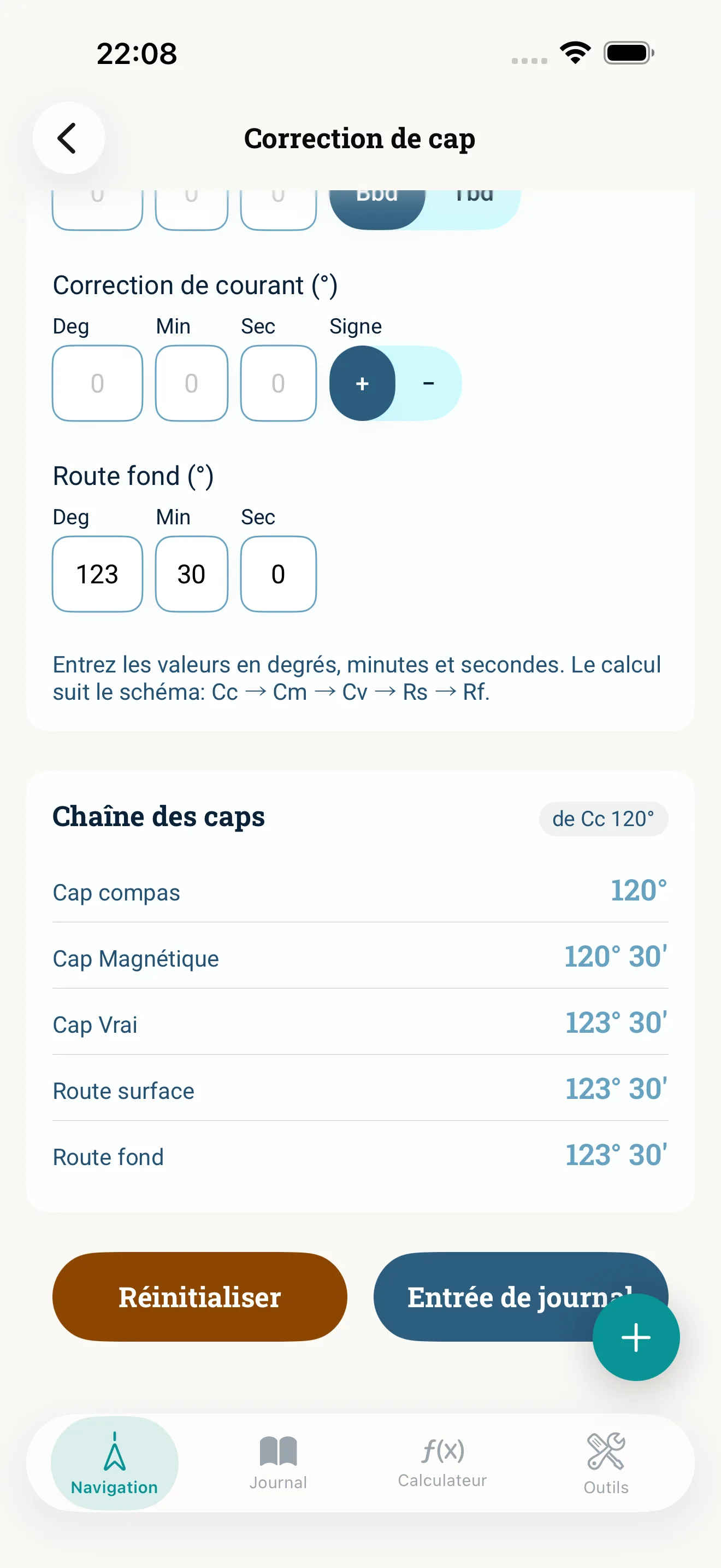 Capture d’écran de l’app NauticCalc