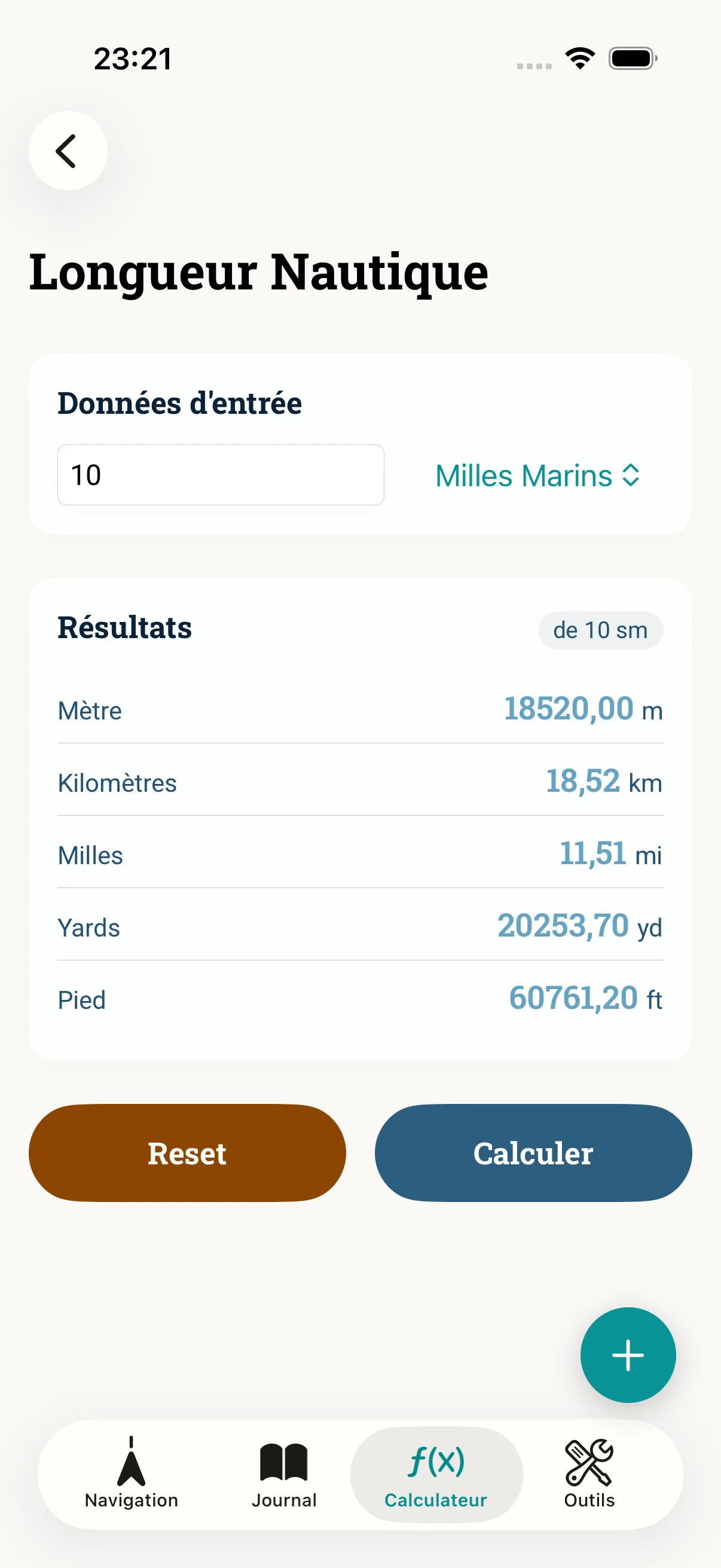 Capture d’écran de l’app NauticCalc