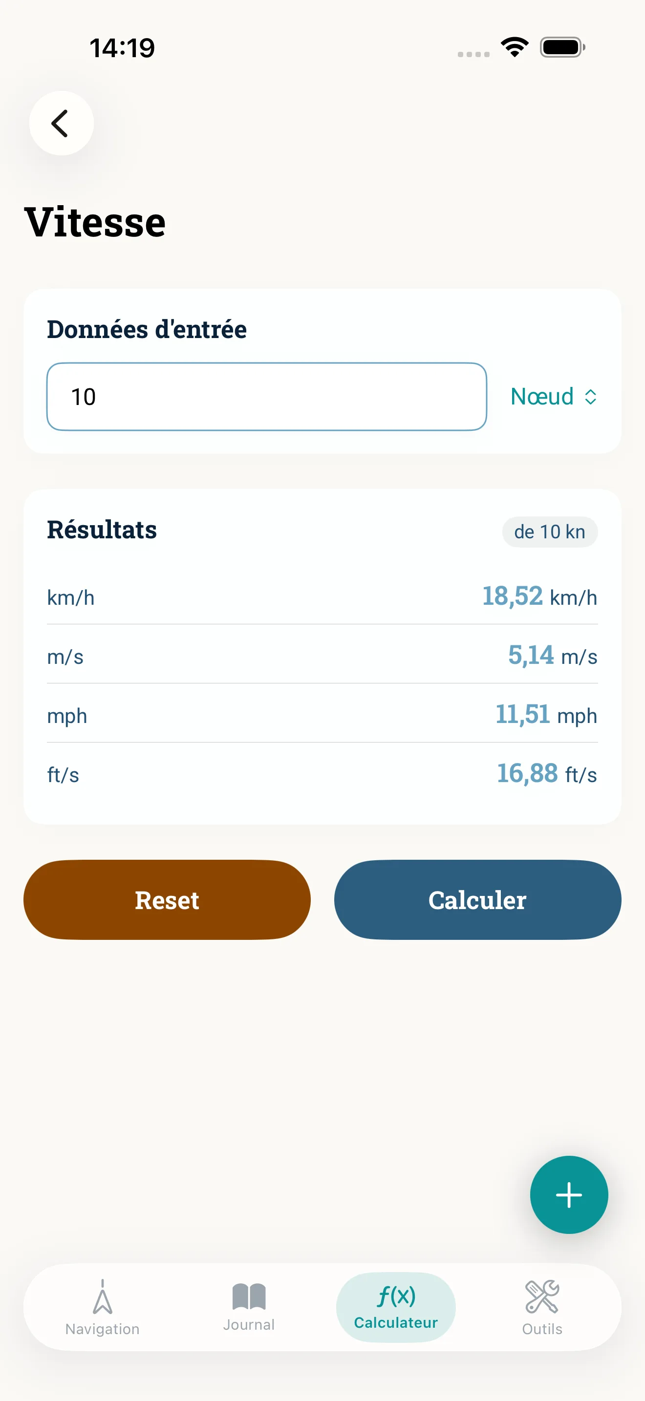 Convertir la vitesse : nœuds, km/h, m/s