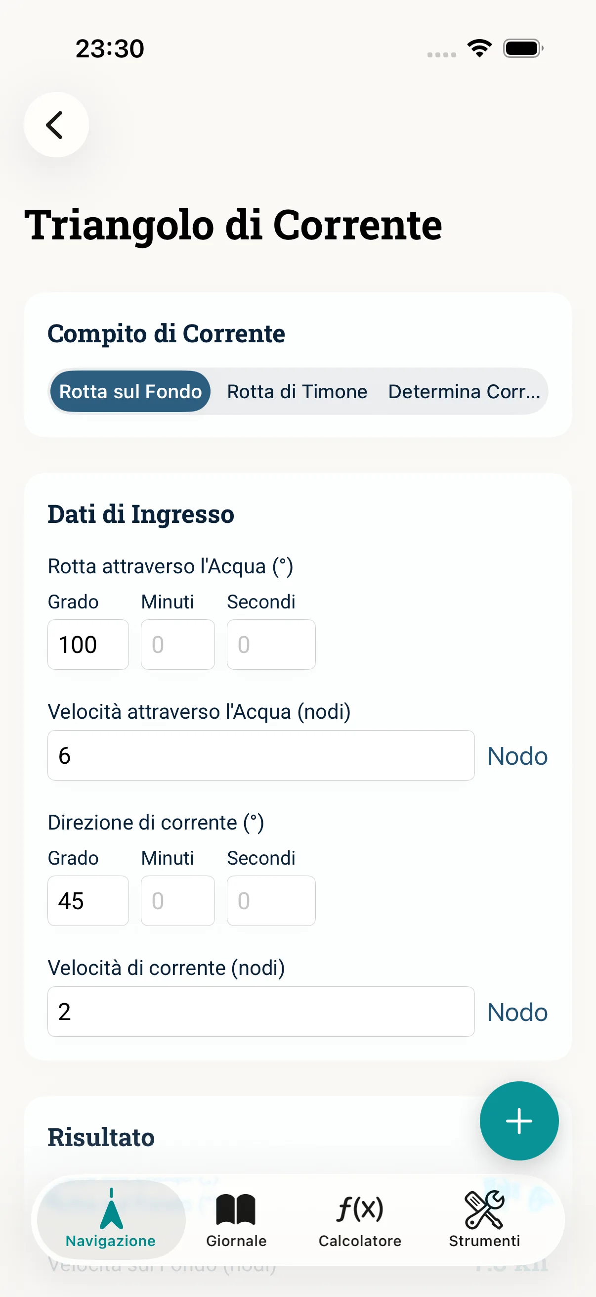 Screenshot dell'app NauticCalc