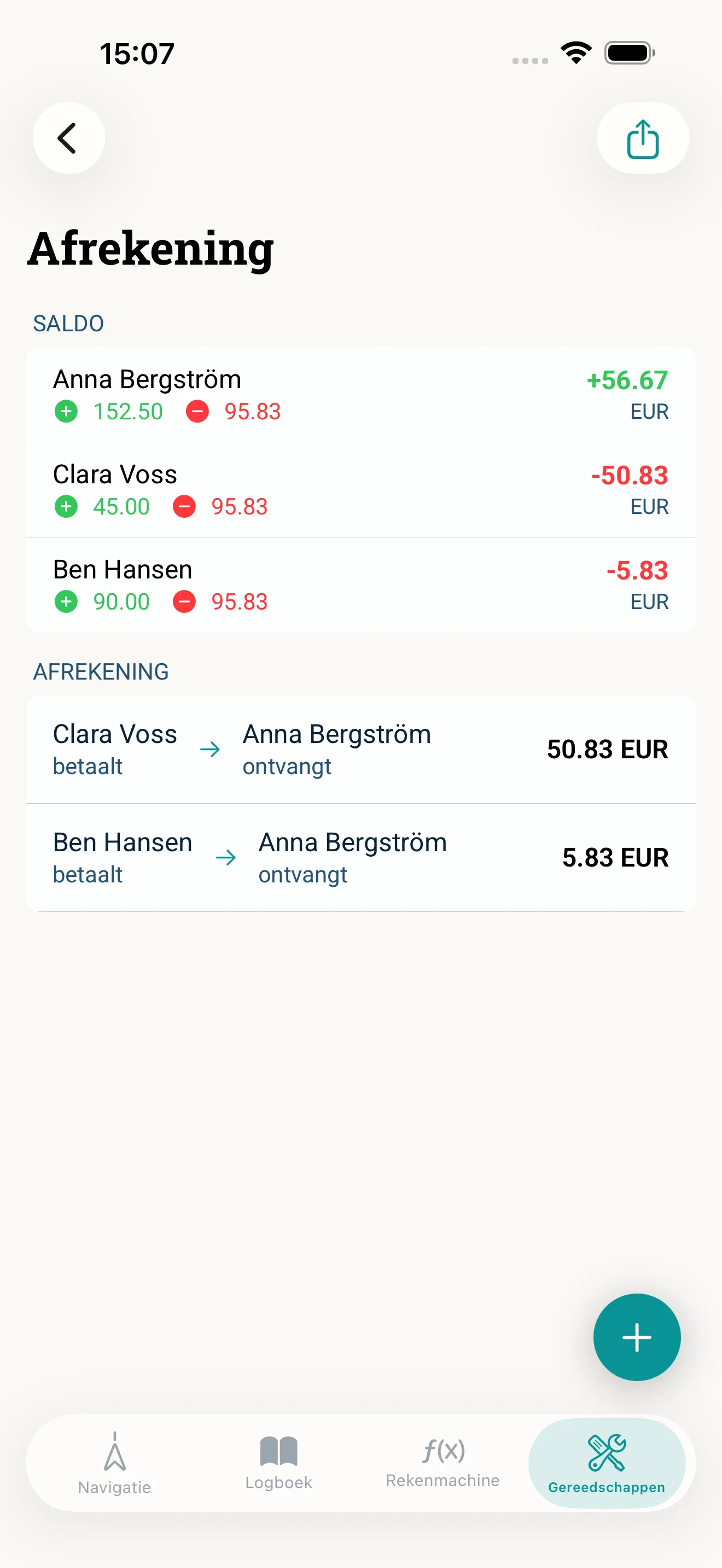 Scheepskas: eerlijke afrekening aan het einde van de tocht