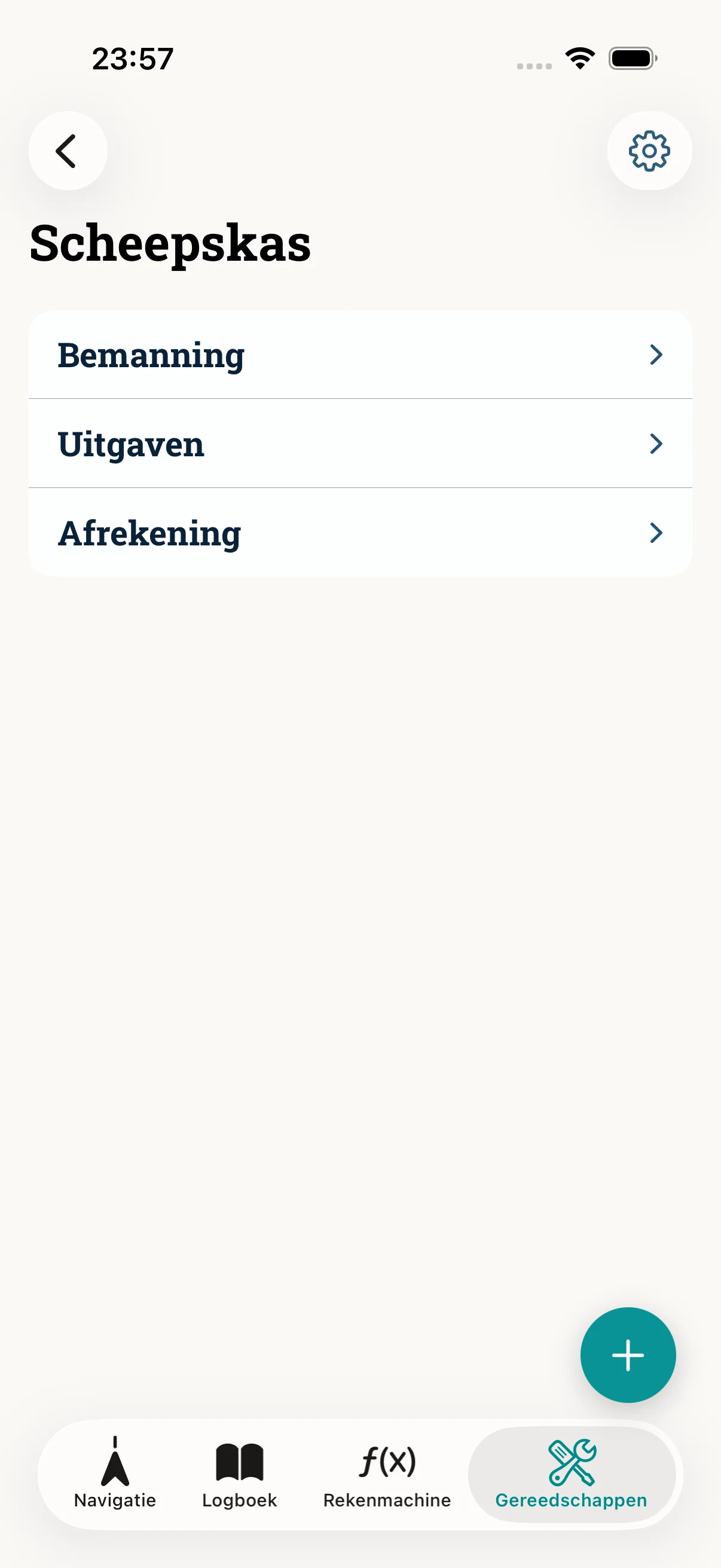 Screenshot van de NauticCalc-app