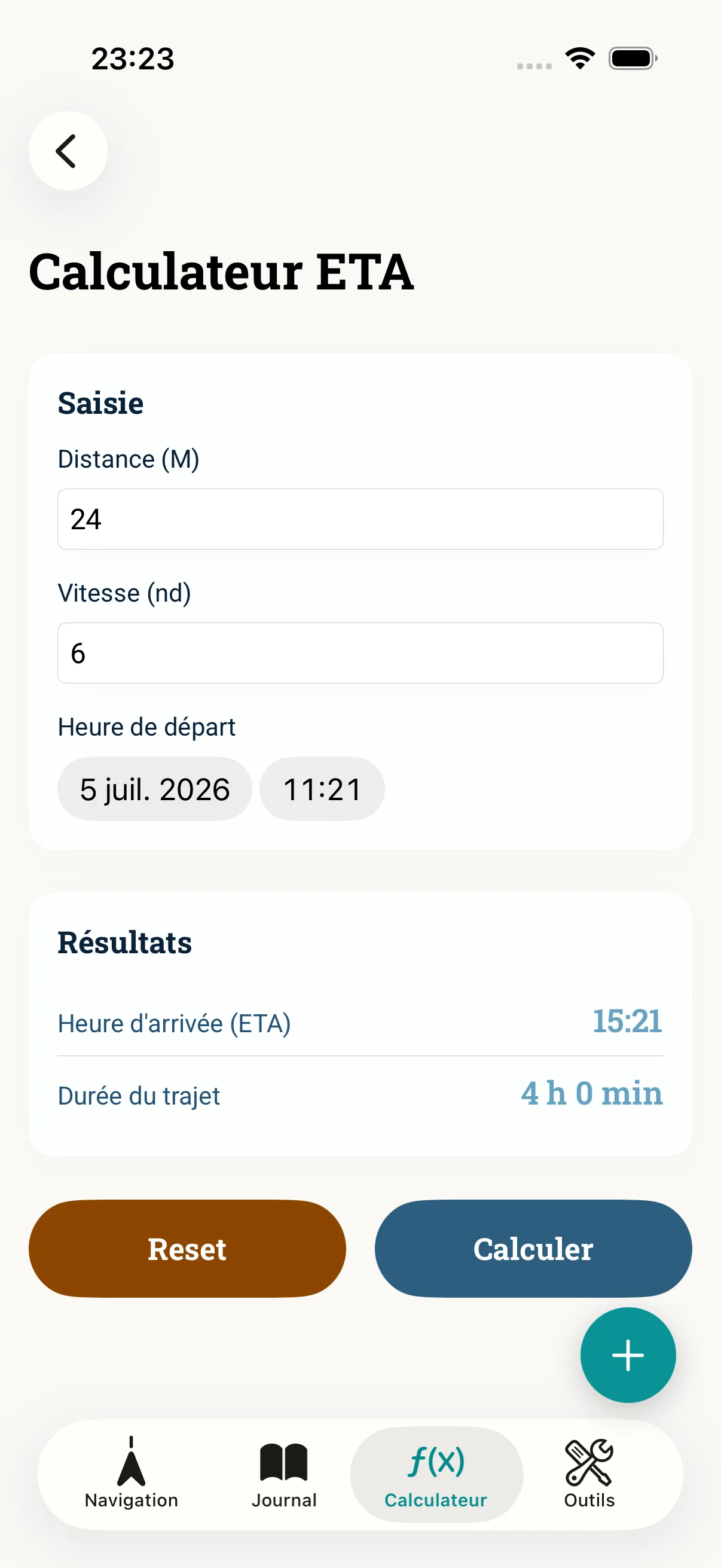 Calculateur d’ETA
